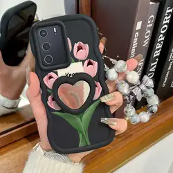 Stay Happy Phone Case Set with Lanyard and Stand - 3 Piece Bundle - OPPO A54S (Black)