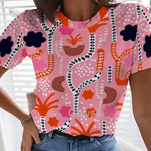 

Abstract Style T-shirts Asymmetry Graphic 3d Printed Tshirt Women's Round Neck Harajuku y2k Clothes Short-sleeve Hip Hop Blouses