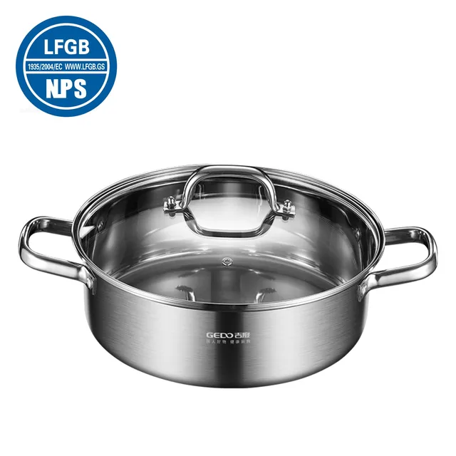 Pot à ragoût de cuisine en acier inoxydable 304, Certification LFGB, casserole de 28cm avec couvercle en verre trempé, marmite à frire antiadhésive 1