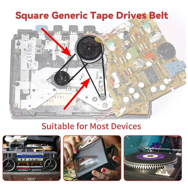 30-120mm Universal Mix Cassette Tape Universal Machine Belts Assorted Common square Rubber Belt for Recorders Walkman DVD Drive 5