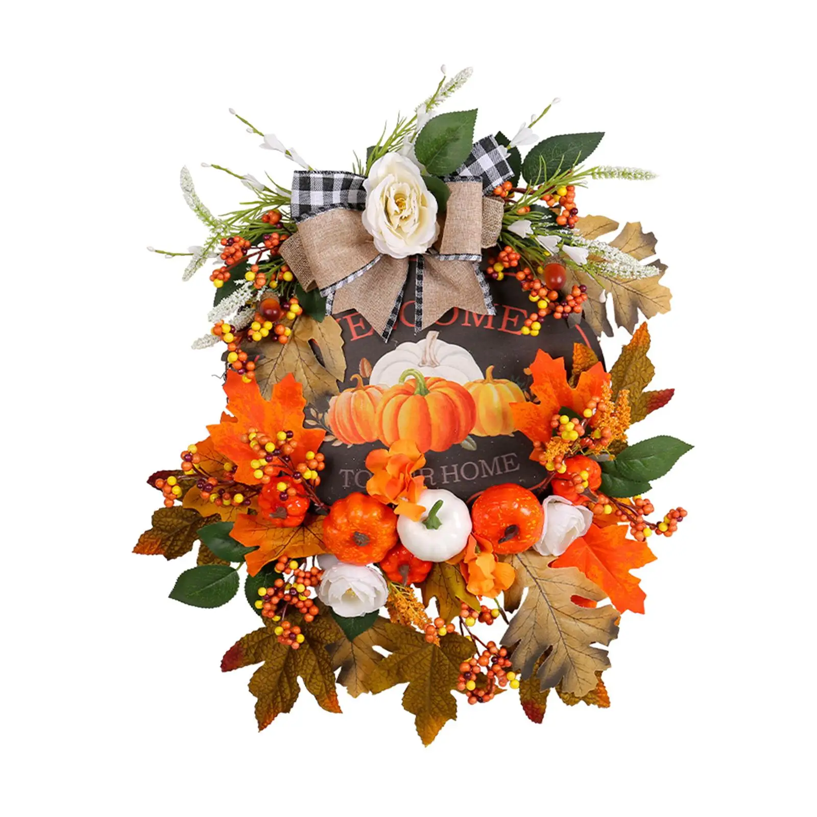 Harvest Fall Wreath Pumpkin Decorative Hanger Thanksgiving Wreath Front Door