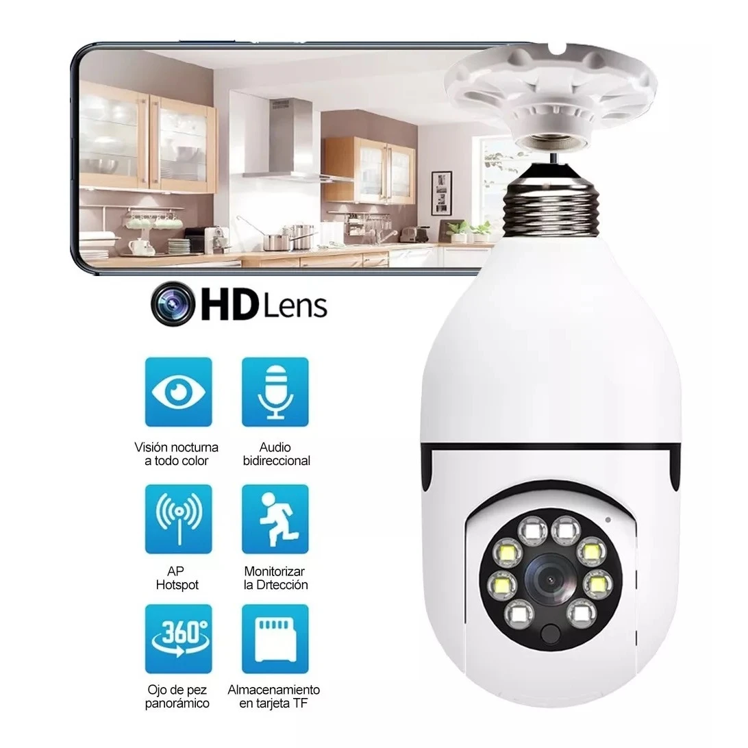 Лампочка Wi-Fi камера Відстеження людини Кольорове нічне бачення 360° °   Обертання Домофон 2MP Камера Yi Lot APP Підтримка iOS Android Phone