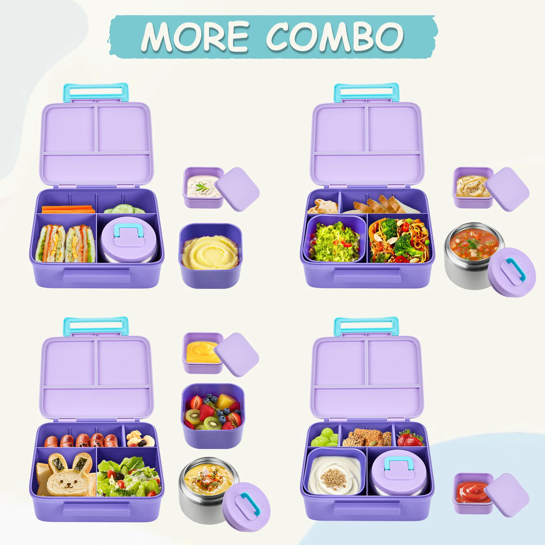 Kids' Bento Lunch Box Set with Leak-Proof Food and Snack Containers