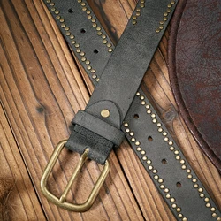 Vintage - Inspired Western PU Leather Belt with Alloy Buckle - Unisex Fashion Accessory - 120cm (Black Gold buckle)