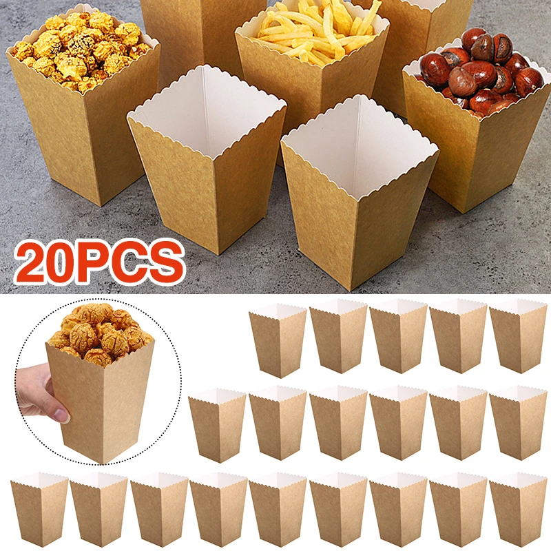 Cajas de cartón blanco para palomitas de maíz, cajas de cartón para pollo, suministros para fiestas de cumpleaños y bodas, 20 piezas|Vajilla de fiesta desechable| -