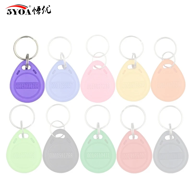 100pcs Color RFID 125KHz Proximity Keyfobs for Access Control & Time Attendance