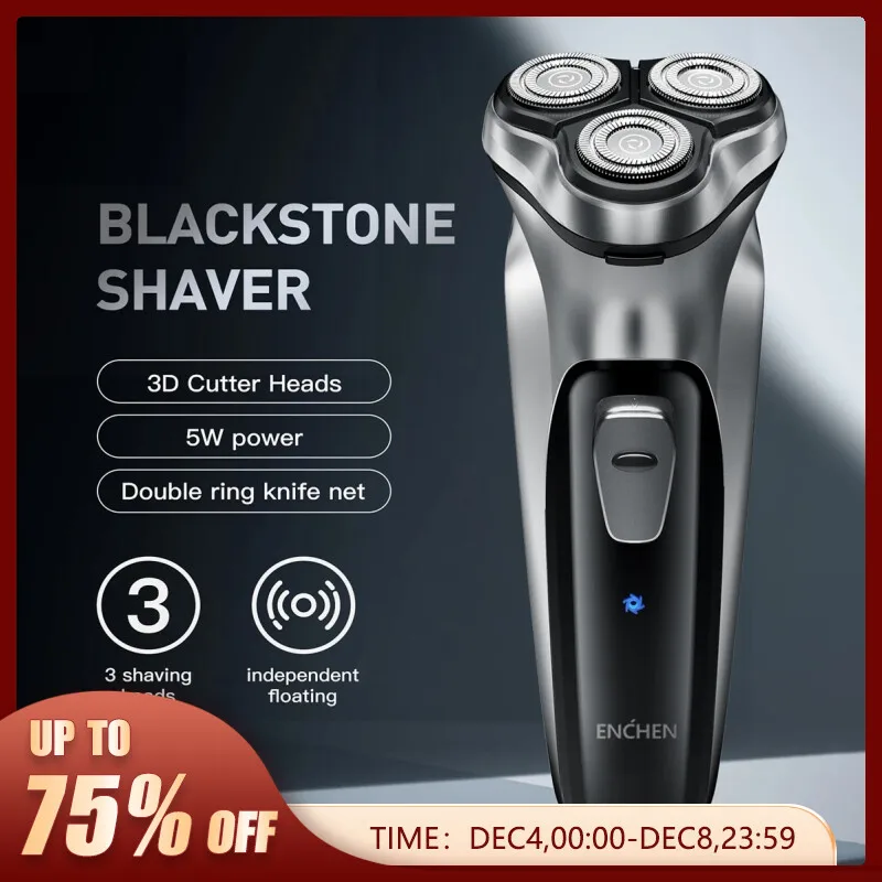  ENCHEN Blackstone Electrical Rotary Shaver for Men 3D Floating Blade Washable Type-C USB Rechargeable Shaving Beard Machine 
