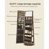 Superior 360° Swivel Jewelry Cabinet, Lockable Jewelry Organizer with Full-Length Mirror, Rear Storage Shelves, Jewelry Armoire 4