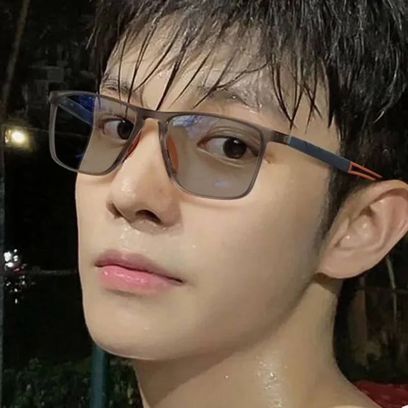 Anti Blue Light Myopia Glasses Finished Photochromic TR90 Silicone Sport Myopia Glasses Optical Short Sight Eyeglasses Diopter 6