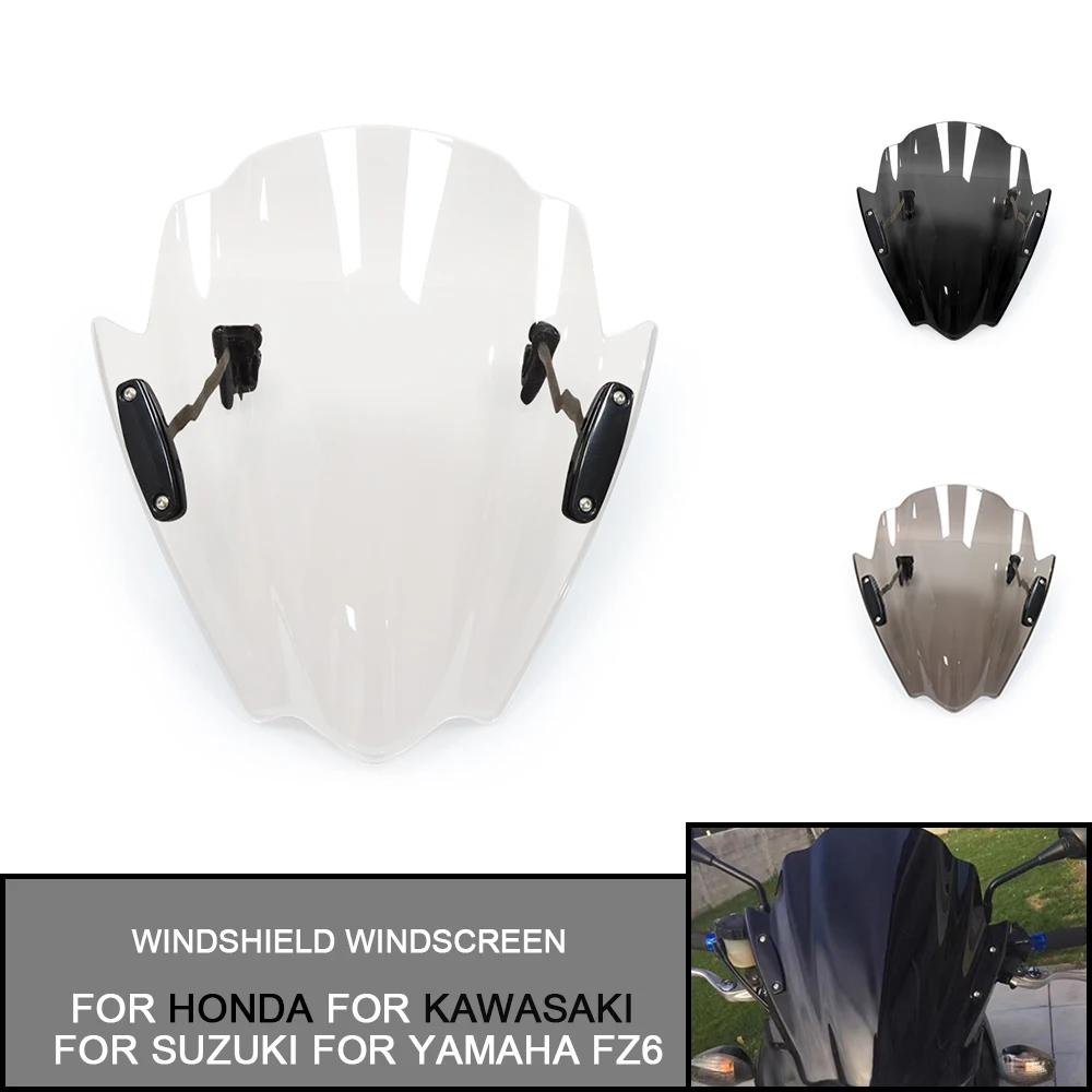 

For Benelli For Honda For Kawasaki For Suzuki For Yamaha FZ6 Motor Universal Motorcycle Windshield Windscreen 7/8" &1" Handlebar