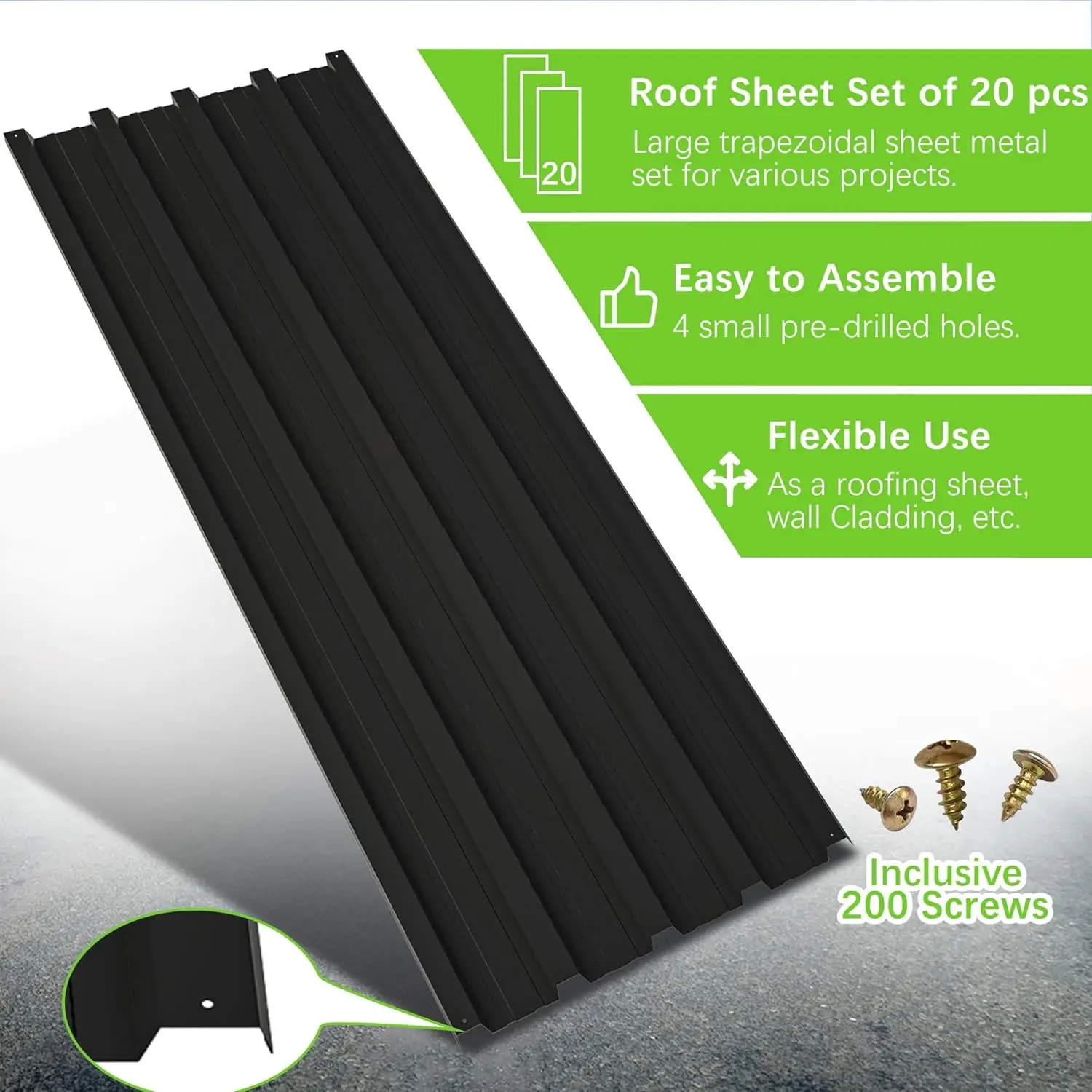 Roofing Panels, L42.52 inch&times;W16.77 inch Metal Roof Panels, Corrugated Roofing Panels for Garages
