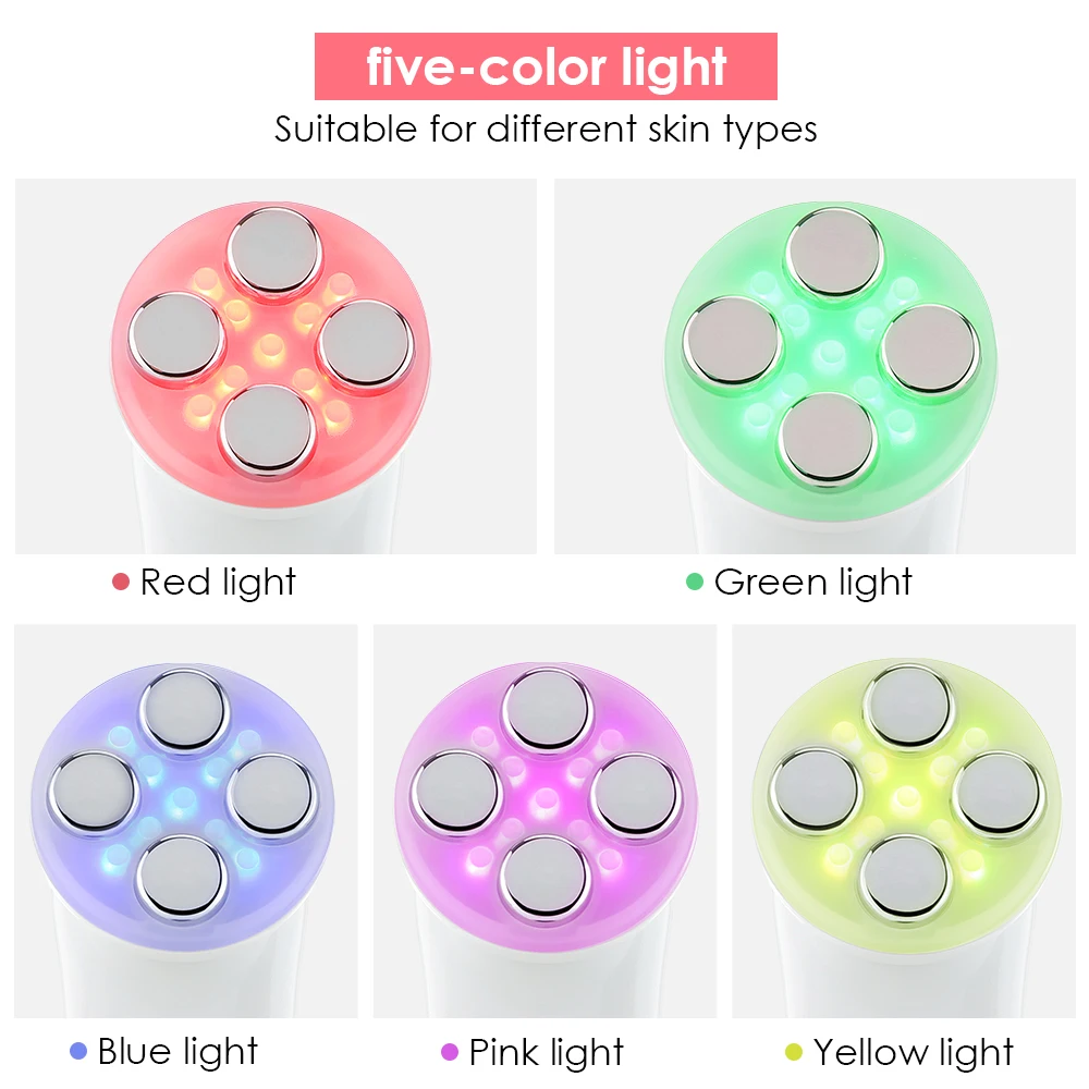 5 Colors LED RF Radio Frequency Facial Beauty Device Face EMS Microcurrent Lifting Tighten Massager Skin Rejuvenation Care