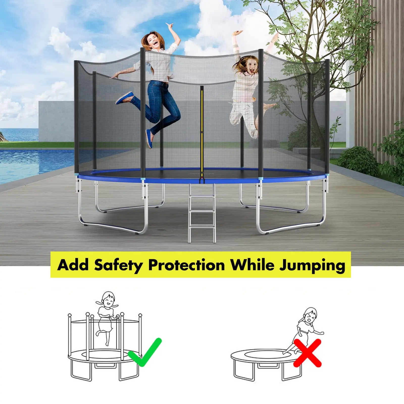 Trampoline Replacement Enclosure Net 6Ft 8Ft 10Ft Trampoline Replacement Safety Net Tear Resistance Safety