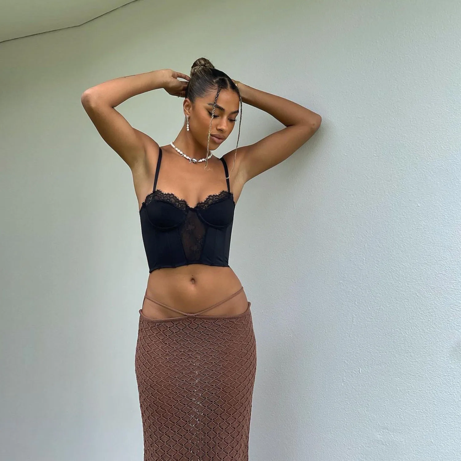 Beach See Through Long Skirts For Women Low Waist White Knitted Pencil Skirt Buttom Female Summer Fashion Party Clubwear