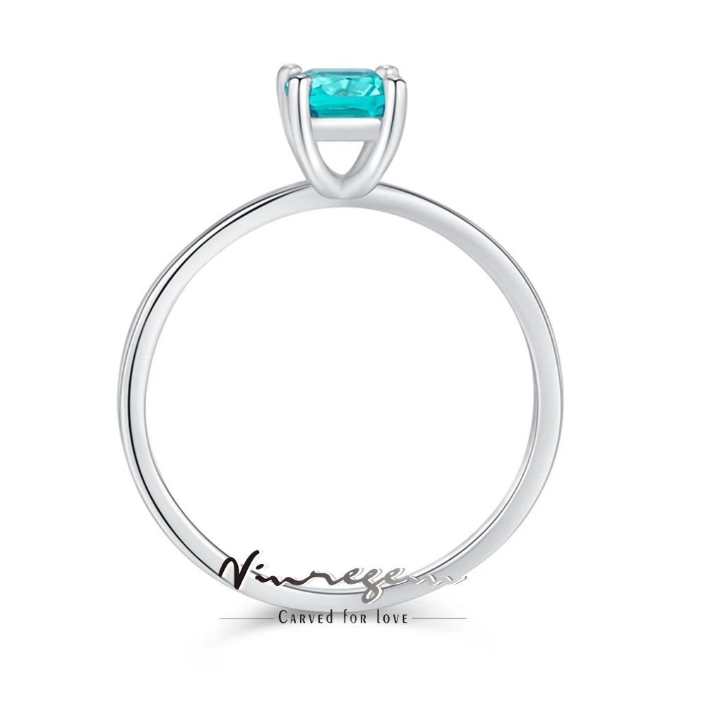 

Vinregem 5 MM Paraiba Tourmaline Gemstone Simple Ring For Women 100% 925 Sterling Silver Wedding Party Fine Jewelry Wholesale