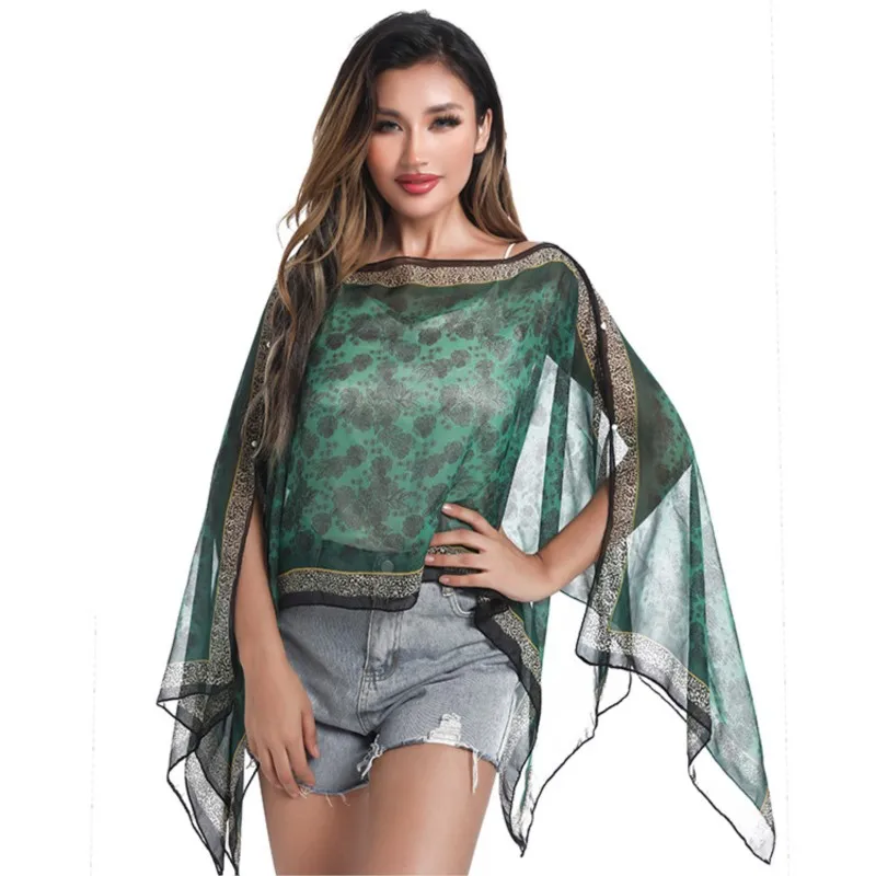 2023 summer Shawl Poncho Sunscreen Scarf for Women Bohemian Sun Protection Shawls printed Beach Shawl Bikini Cover