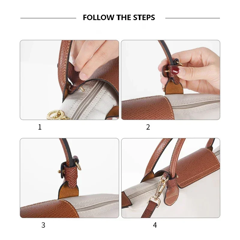 Genuine Leather Shoulder Strap Set Bag Strap For Longchamp Tote Bag S M Punch-free Crossbody Strap Transformation Accessories