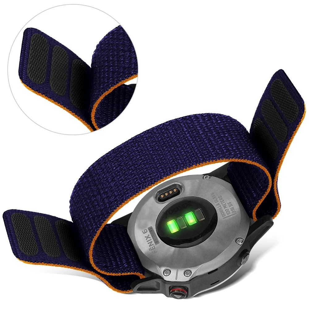 Ultralight Woven Nylon Hook Loop Watch Strap, 22mm