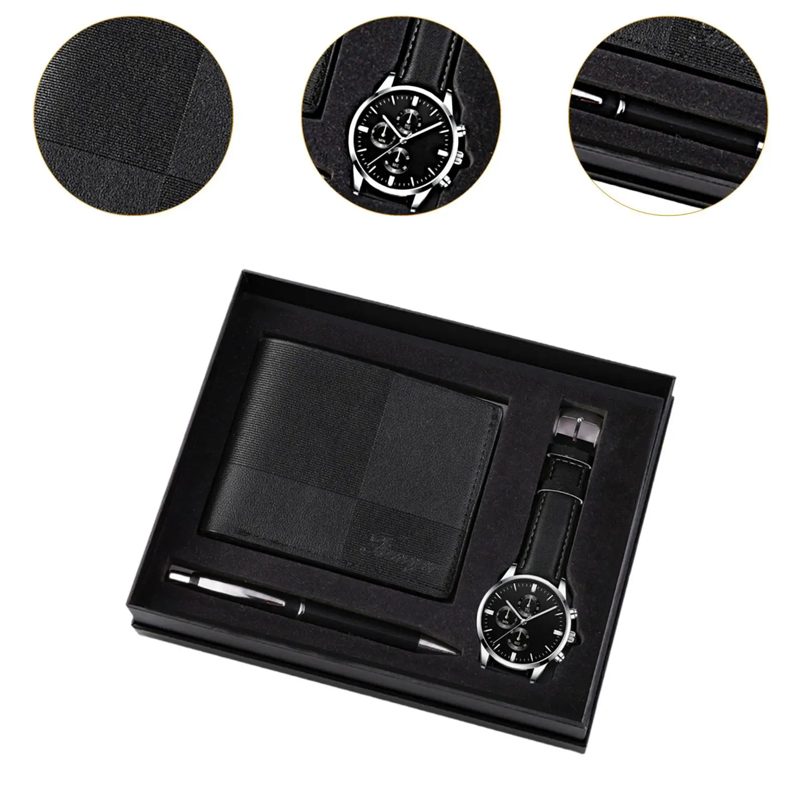 Men's Gift Set Combination Set Beautifully Decoration Watch Wallet Pen Set for Male Holiday Anniversary Fathers Day Couple Men's Gift Set Combination Set Beautifully Decoration Watch Wallet Pen Set for Male Holiday Anniversary Fathers Day Couple