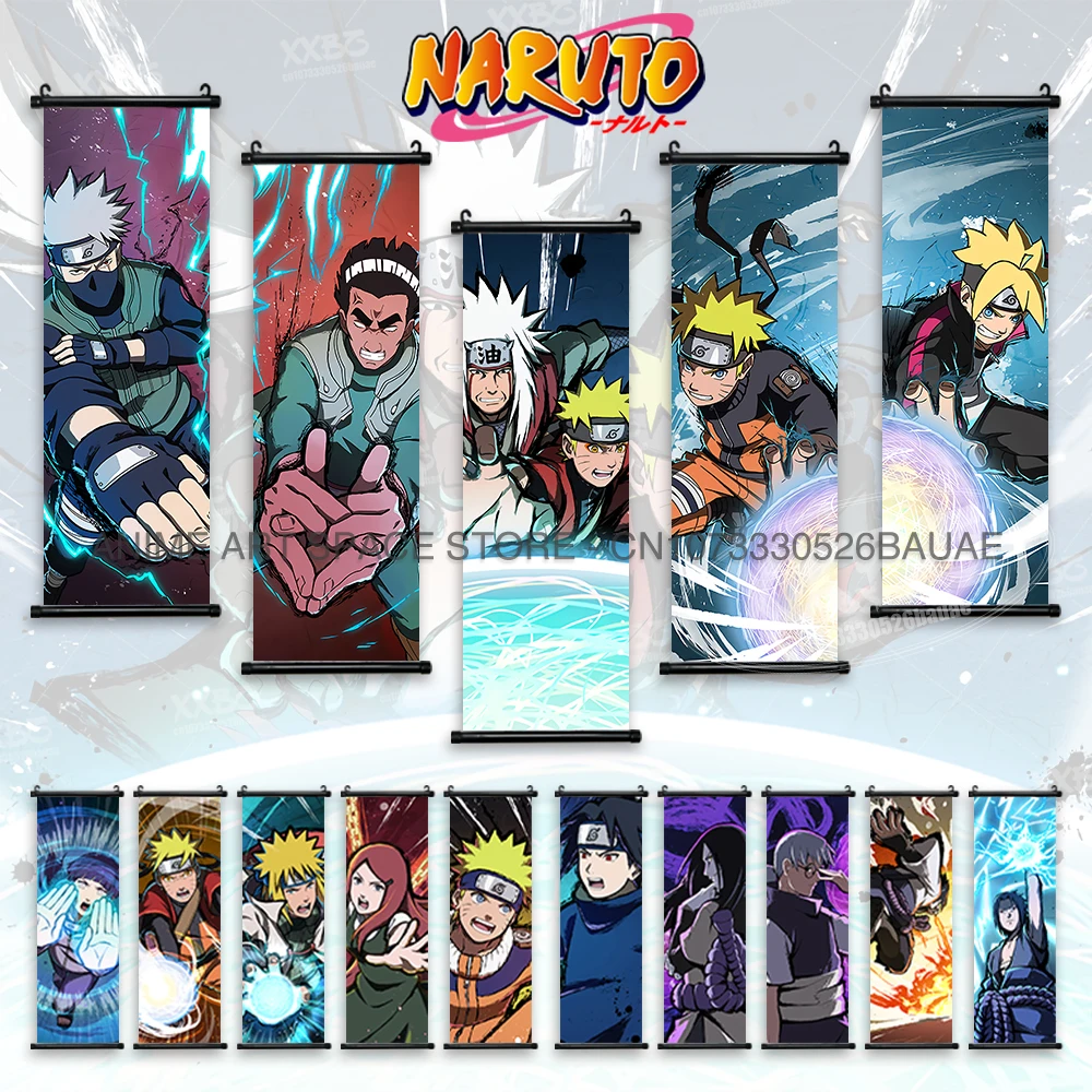 Naruto Anime Hanging Wall Art: Uchiha Sasuke & Jiraiya Scrolls Poster