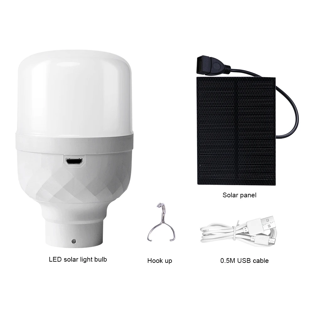 1.5W Solar Energy Light USB Rechargeable LED Solar Panel Powered Lamp Energy-saving Solar Lighting Bulb Portable for Fishing
