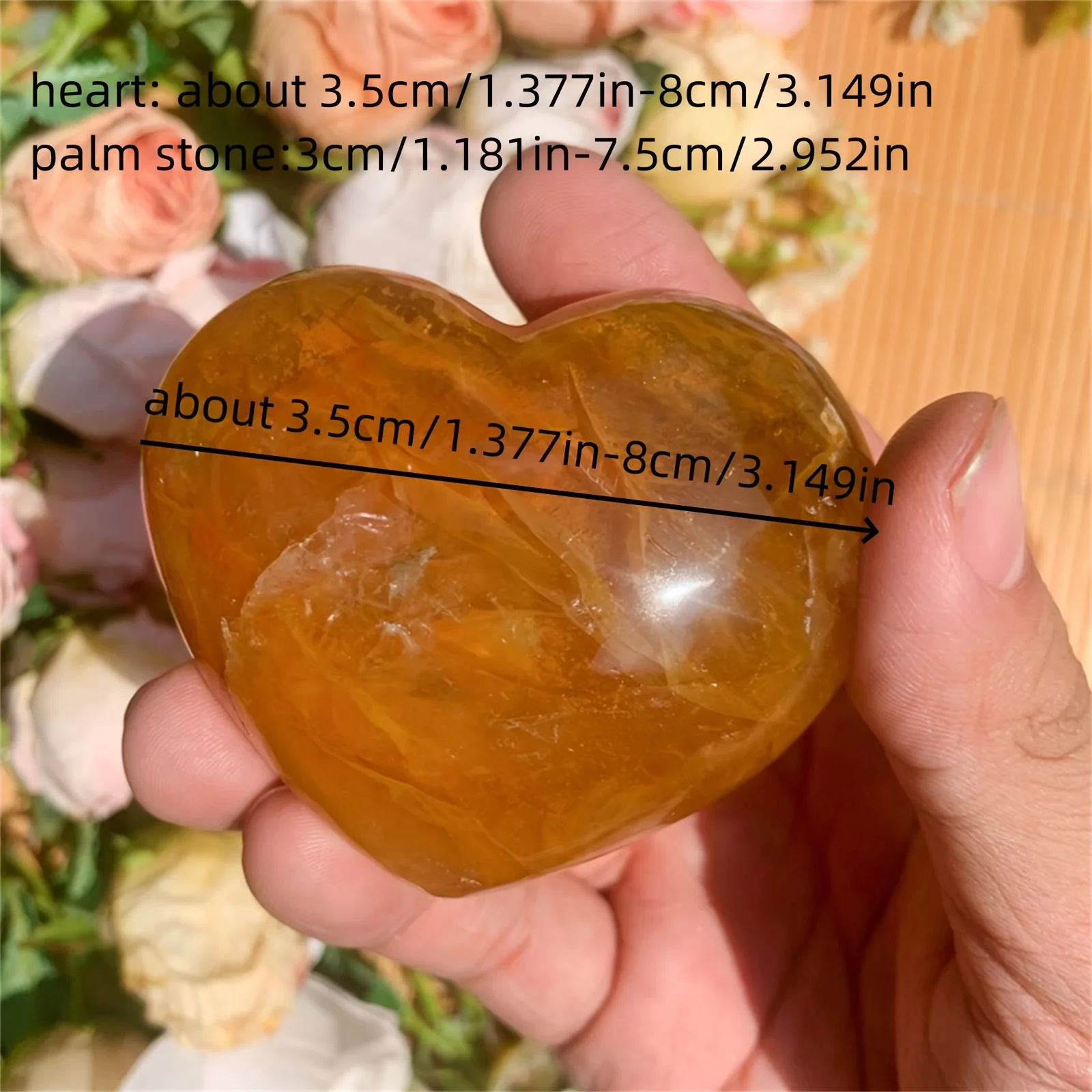 Natural Golden Quartz Heart Pocket  Yellow Hematoma Palm  Premium Yellow Blood Cells For  Rolling Home Decor Beautiful Gift 3