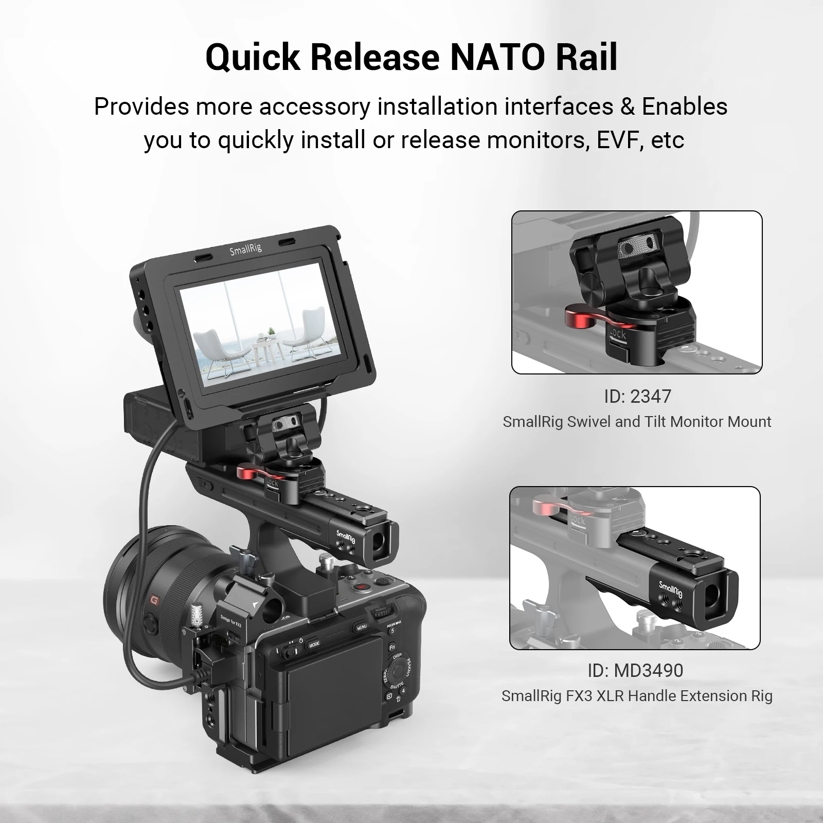 Smallrig câmera alça extensão rig para sony fx3 xlr estender 30mm