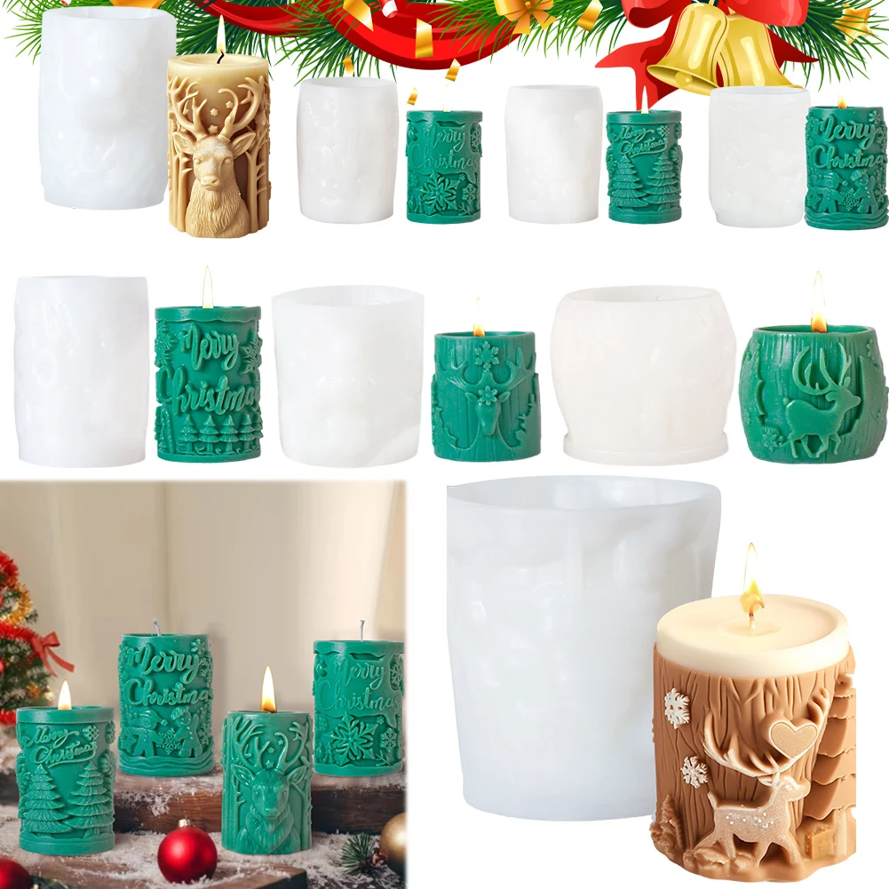 Scented Candle Silicone Mold DIY Handmade Christmas Candle Making Tools Merry Christmas Phrases Pillar Candle Mould X-mas Gifts