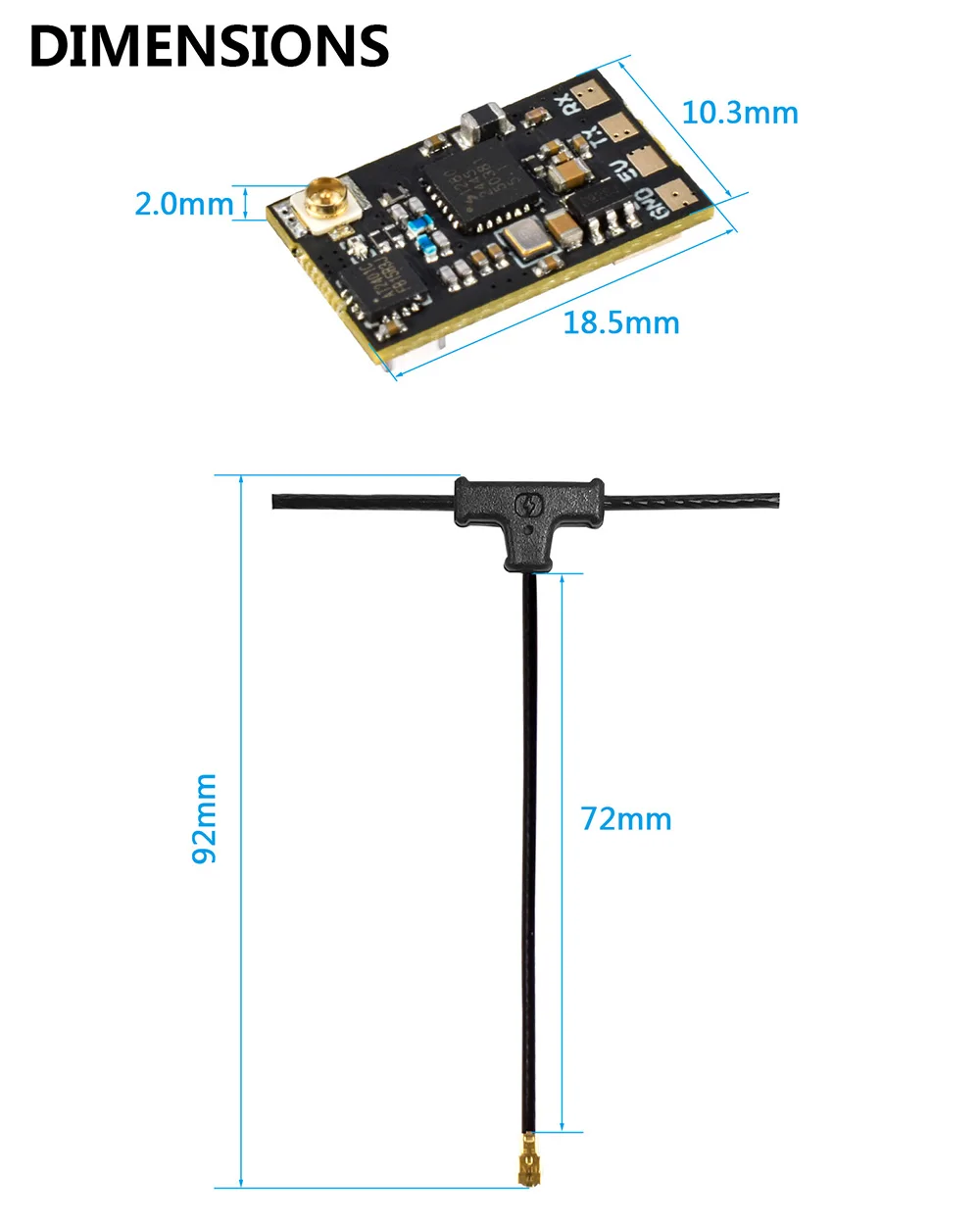 Récepteur SpeedyBee Nano ELRS 2.4G pour drone FPV - Blanc et Noir