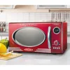 Retro Large 0.9 cu ft Countertop Microwave Oven, 12 Pre-Programmed Cooking Settings, Digital Clock,Metallic Red 1