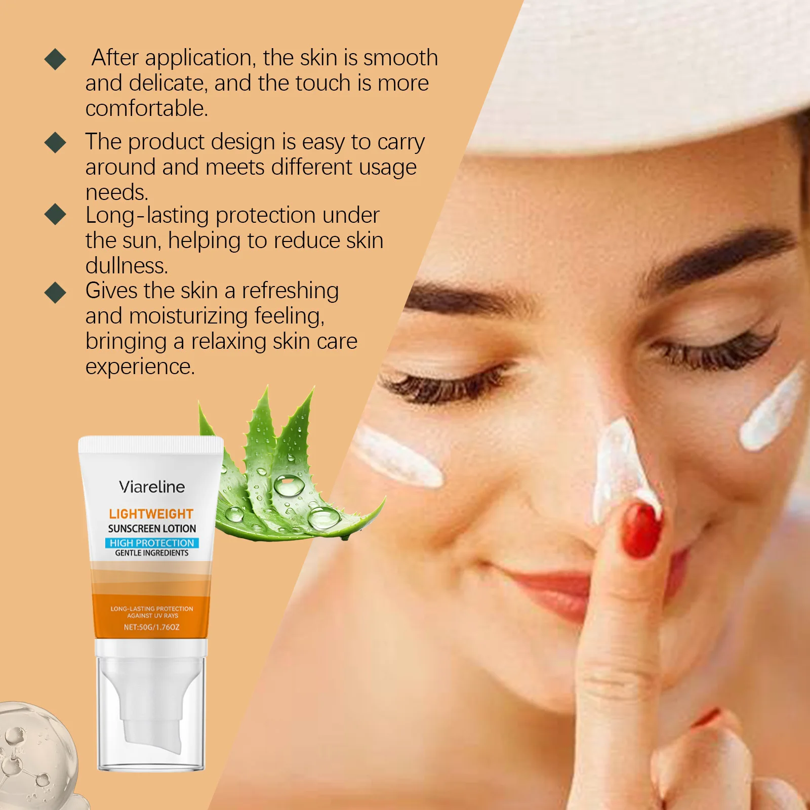 Sun Protection Cream Resist UV Rays Prevent Sunburn Dryness SPF 50 Outdoor Sweat Proof Isolation Lightweight Hydrating Sunscreen