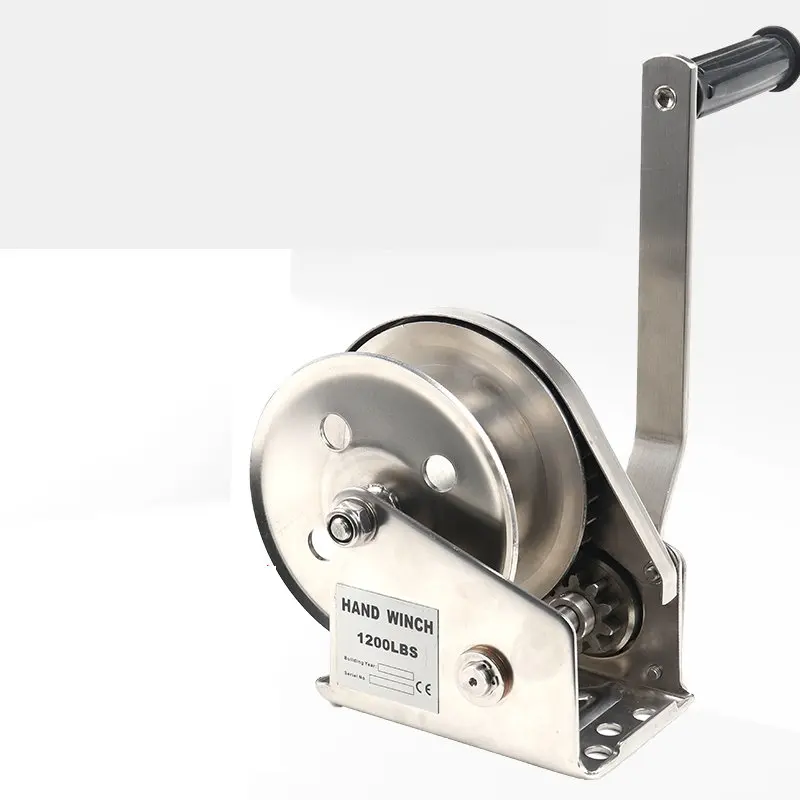 304 Stainless Material 800-2600LBS Boat Truck Self Locking Wire Rope Cable Ratcheting Manual Hand Winch, manual winch