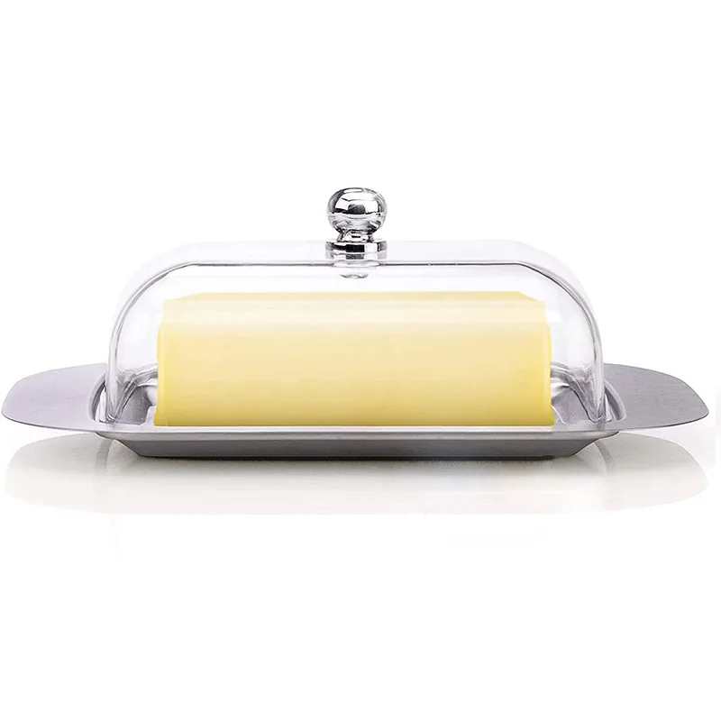 Butter Storage Box Stainless Steel Butter Dish with Lid Salad Serving Container Cheese Plate Restaurant Kitchen Tableware