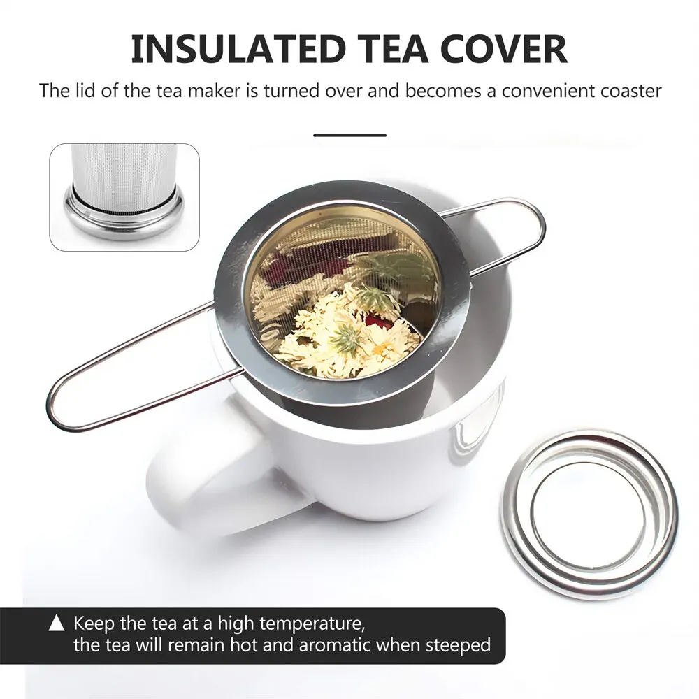 Description Picture 4 of itemA Set Stainless Steel Mesh Tea Infuser with Lid Reusable Cup Strainer Loose Leaf Spice Filter for Teapots Mugs Cup