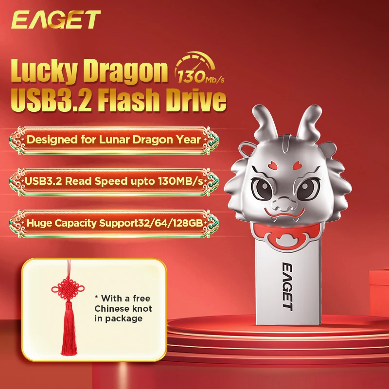 

EAGET U95 USB 3.2 Flash Drive Luanr Dragon Year USB Pen Drive 32gb 64gb 128gb Pendrive Memory Stick flash Disk for PC Phone