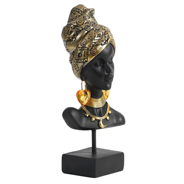 Resin statues ornaments of black women retro african exotic bust art figurines for interior home bedroom