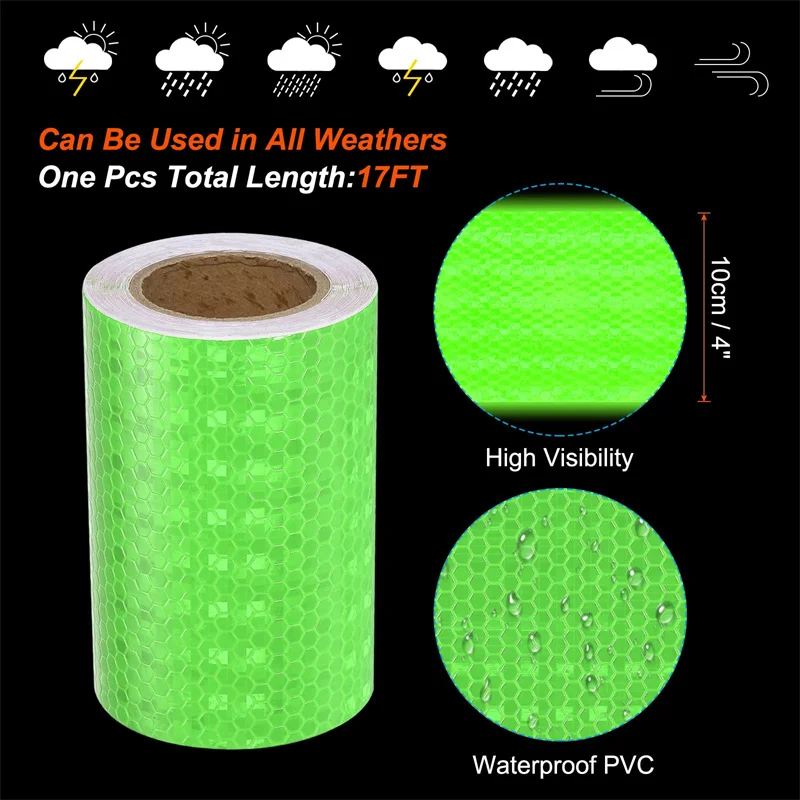 5M Warning Reflective Sticker Honeycomb PVC Night Visibility Waterproof Conspicuity Reflectors Tape Safety Film For Bicycle 10CM