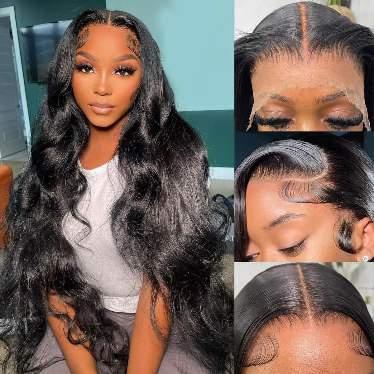 28 Inch 13x6 Body Wave Lace Front Wigs Human Hair 200% Density Transparent Lace Frontal Wig for Black Women with Baby Hair