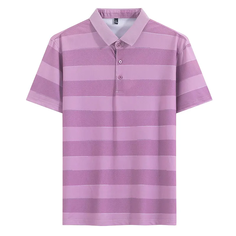 

Men's Clothing Fashion Striped Spliced T-shirts Commute Polo-Neck Summer Basic Short Sleeve Business Casual Button Polo Shirts