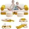 Modular Kids Play Couch, 10PCS Kids Modular Couch in Colorblocked Corduroy, Kids Couch for Playroom 1