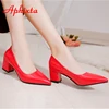 Aphixta 5cm Square Heels Patent Leather Red Pumps Shoes Woman Classics Pointed Toe Dress Official Pumps Party Plus Size 49 50 2