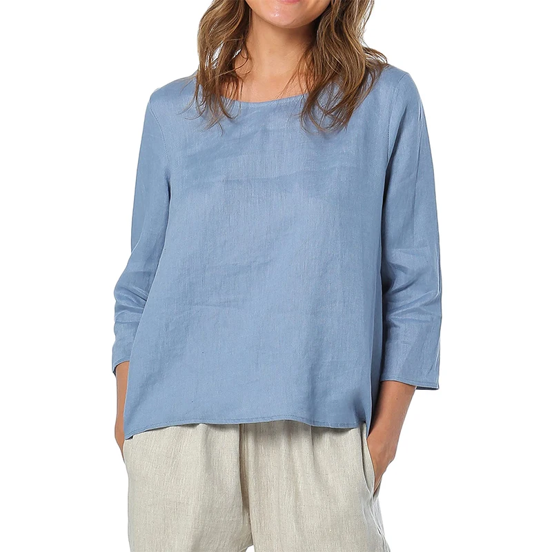 100% Linen Oversized T-Shirt Casual Asymmetrical Tees Fashion Woman Blouses 2026 Harajuku Basic Female Top Camisetas De Mujer 1