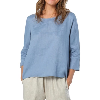 100% Linen Oversized T-Shirt Casual Asymmetrical Tees Fashion Woman Blouses 2026 Harajuku Basic Female Top Camisetas De Mujer 1