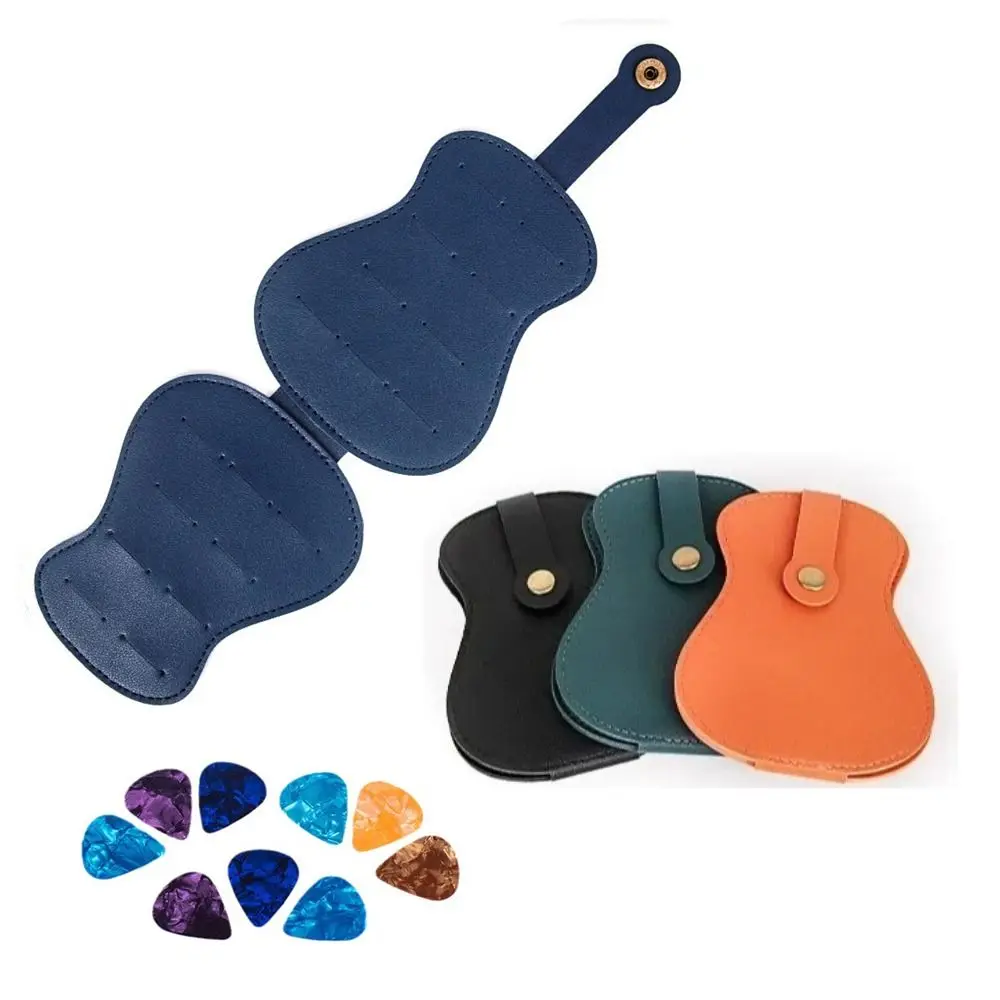 Exquisite Guitar Pick Holder Case Guitarra Shape Large Capacity Guitar Picks Bag PU Leather Plectrum Storage Pouch