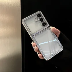 Elegant Glitter Diamond Clear Phone Case with Rhinestone Accents and Shockproof Design - Galaxy S26+ (Sliver)