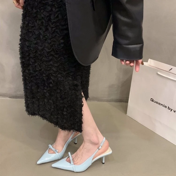 Luxury Designer Slingback Ankle Strap Buckle High Heel Shoes Stiletto Heel Pointed Toe Dress Pumps Women Shallow Sandalias women slingback sandals women high heels shoes women dress shoes