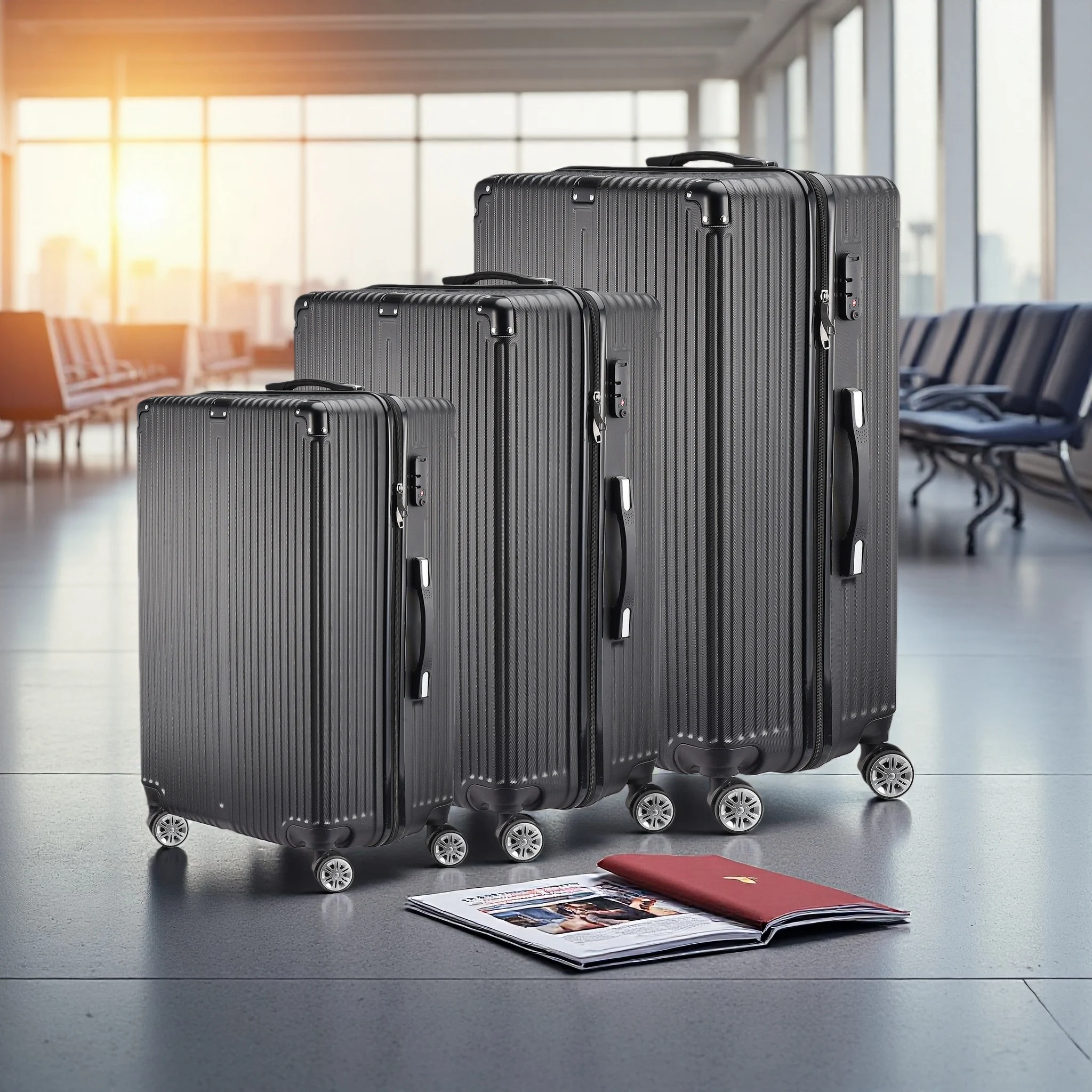 Ensemble de valises Lazyspace 3 pièces, valise de voyage avec roulettes et serrure, ensembles de bagages rigides en ABS, chariot pour les voyages et les affaires 1 Ensemble de valises Lazyspace 3 pièces, valise de voyage avec roulettes et serrure, ensembles de bagages rigides en ABS, chariot pour les voyages et les affaires 1