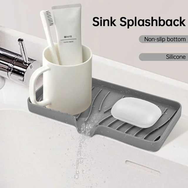 1PCS Silicone Drain Soap Box Kitchen Sink Soap Dish Sponge Tray Counter Caddy Organizer Free Punch Drain Rack Drain Soap Box