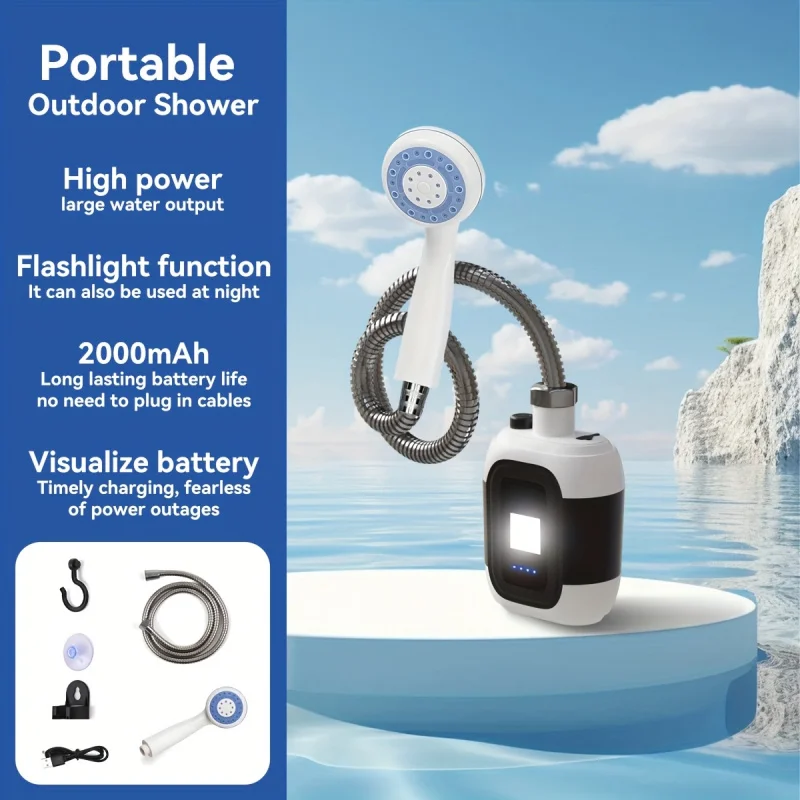 USB Rechargeable Camping Shower 2