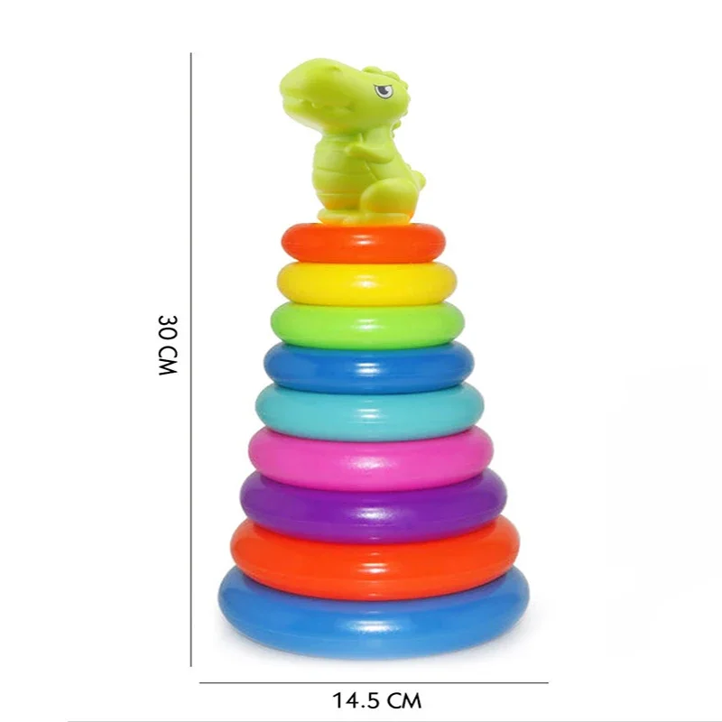 Rainbow Stacking Ring Tower Montessori Educational Baby Toy Pyramid Tower Cup Dinosaur Stacking Toys Beach Pool Toy stacking puzzle toys,cup stacking toys,educational toys,stacking toys,dinosaur toys